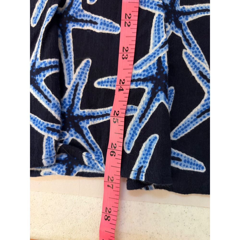 Crown & Ivy Peasant Blouse 3X Navy Blue Starfish, Coastal, Beach, Boho, Summer - Picture 7 of 9